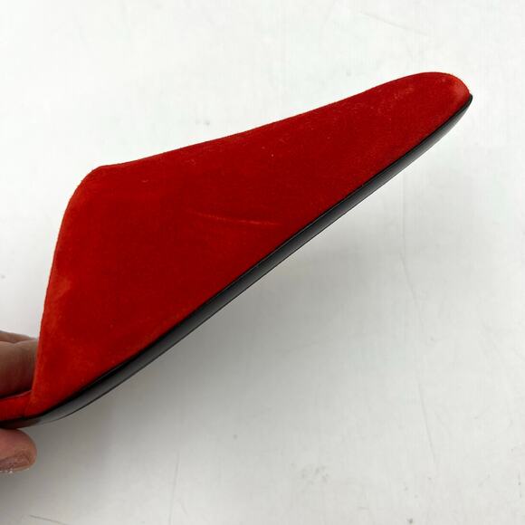 Khaite Seville Suede d’Orsay Heels Red Pointy Toe Kitten - Picture 4 of 14